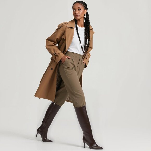 Women Chocolate Faux Leather Pointed Toe Tall Stiletto Heel  Zipper Dress Boot - Picture 5 of 7